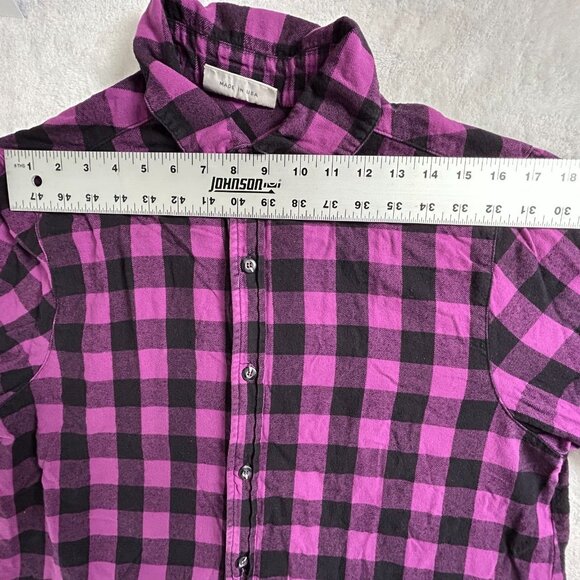 Eleven Stitch Design Women's Button Down Shirt L/S  Purple Plaid  Large USA - Picture 7 of 9